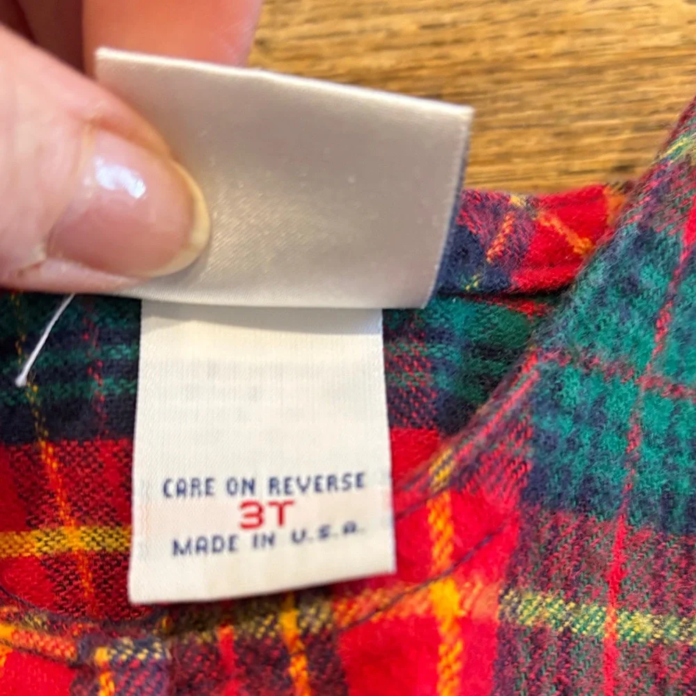 Vintage OshKosh B'gosh Flannel Red and Green Plaid Jumper Size 3T - Picture 8 of 10